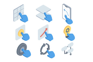 Poster - Interactive digital icons with gesture controls and navigation elements