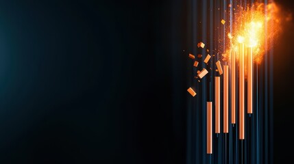 Poster - Abstract Energy Explosion with Vertical Lines and Bright Sparks in Dark Background for Creative Design Elements