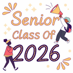 Aufkleber - new colorful senior class off 2026 design & vector art