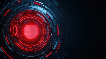 Poster - Futuristic abstract design with glowing red patterns and intricate metallic textures on a dark background