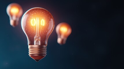 Poster - Bright Light Bulbs Illuminating in a Dark Space Creating a Dreamy and Creative Atmosphere for Inspiration and Ideas