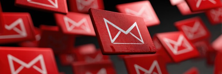 Poster - Email Inbox Shows Scam Messages in Red Alerts While the Top Section Remains Clean and Organized