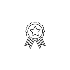 Aufkleber - Elegant Line Art Illustration of a Star Award Badge for Recognition and Achievement, Perfect for Design Projects.