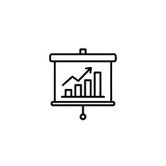 Poster - Presentation Board with Upward Trend Line: Business Growth and Success Concept in Simple Outline Style Vector Illustration