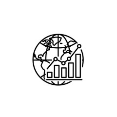 Poster - Global Market Growth Chart: World Globe, Upward Trend Line, and Rising Bar Graph Representing International Business Success and Economic Development