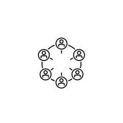 Poster - Connected People Network Icon: Collaboration, Social Connection, and Teamwork Visualization in a Minimalist Design for Business and Communication Concepts