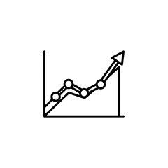 Poster - Ascending Graph Line Icon: Growth Chart Symbolizing Success and Financial Progress in Business, Vector Illustration in Outline Style.