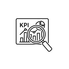 Poster - Analyzing KPI Performance: Magnifying Glass Examining Key Performance Indicators and Business Growth Charts, Focusing on Data Analytics and Strategic Metrics Evaluation