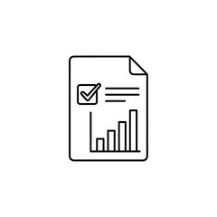 Poster - Completed Business Report Icon: Data Analysis, Graph, and Checklist for Accurate Financial Tracking and Growth Monitoring, in a Simple Line Art Style