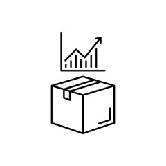 Poster - E-commerce Sales Growth: Minimalist Vector Illustration of Package Delivery with Ascending Graph for Business and Logistics Concepts