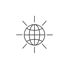 Poster - Global Network Connection: Minimalist Line Art Illustration of Worldwide Communication and Technology on White Background