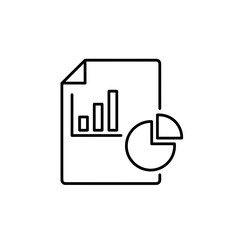Poster - Minimalist Line Art Illustration of Financial Report Document with Bar Chart and Pie Chart for Business Analysis and Data Visualization