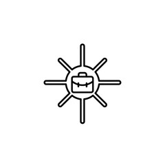 Fototapete - Decentralized Business: Isolated Symbol of Workbag with Distributed Network, Illustrating Modern Distributed Business Model and Global Management in Outline Style.