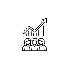 Poster - Team Success: Outline Icon Representing Business Growth and Collaboration, Illustrating Employee Contribution to Increasing Profits and Achievements