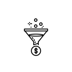 Poster - Digital Marketing Funnel Concept: Conversion of Leads into Sales, Investment, and Increased Revenue in Business Line Art Vector Illustration