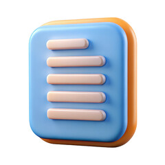 Poster - 3d pastel blue and orange list icon isolated on transparent background