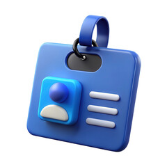 Poster - 3d realistic blue id badge isolated on transparent background