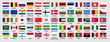 © Munnacreativehub - Collection of world national flags with country names. World country flags set. Rectangular national flags of different countries including USA, India, Japan, UK, China, and more. Vector illustration.