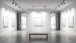© ALAUDDIN - Modern Art Gallery Interior Empty White Walls, Spotlights, and Minimalist Design