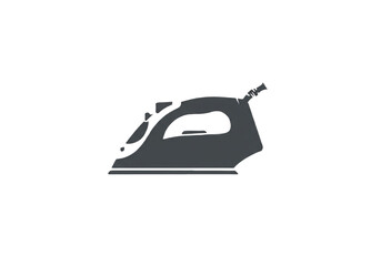 Fototapete - A simple graphic illustration of a dark gray electric iron on a plain white background surface