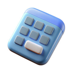 Poster - 3d render of a blue calculator icon isolated on transparent background