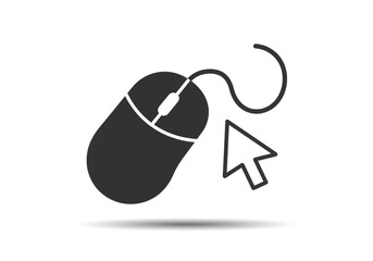 Fototapete - A simple black and white graphic of a computer mouse with a cursor on a white background