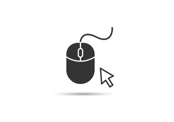 Fototapete - Isolated computer mouse with cursor and shadow on white background in simple vector style icon design