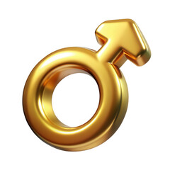 Poster - 3d realistic gold male symbol isolated on transparent background