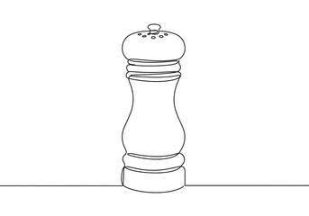 Poster - A single continuous line drawing of a pepper grinder on a white background surface in a minimalist style