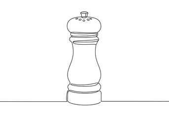 Poster - Single line drawing of a pepper grinder with a knob and holes on a white background surface