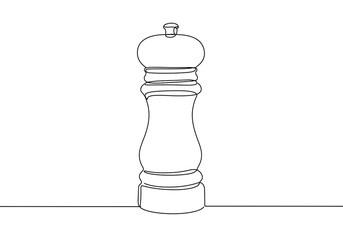 Poster - Single line drawing of a pepper grinder with a rounded top and a curved body design on white