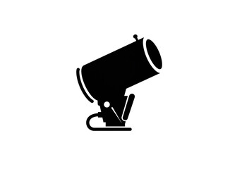 Fototapete - A black silhouette of a snow cannon machine on a white background in a simple graphic style