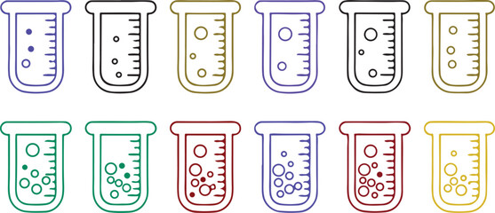 Fototapete - Scientific Beaker Icon Set Vector Lab Equipment Line Art Minimalist
