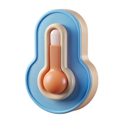 Poster - 3d cartoon thermometer icon isolated on transparent background