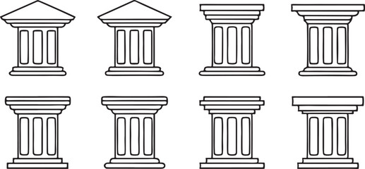 Poster - Architectural Column Vector Set Classic Design Minimalist Black and White Art