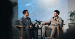 © Wesley25/peopleimages.com - Businessmen, conference or presentation for interview, development seminar or public speaking. Convention, speech and workshop for corporate people in auditorium with microphone, tradeshow or keynote