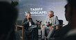 © Wesley25/peopleimages.com - Interview, talking and people on a stage for seminar with FAQ, financial conference and tariff discussion. Presentation, business and woman with man for finance event, economic forum and convention