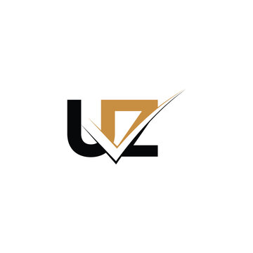 Minimalist Alphabet Letters Initial Monogram ZU  ZU Logo