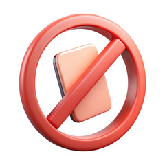 Leinwandbilder - 3d no phones allowed sign realistic 3d render isolated on transparent background