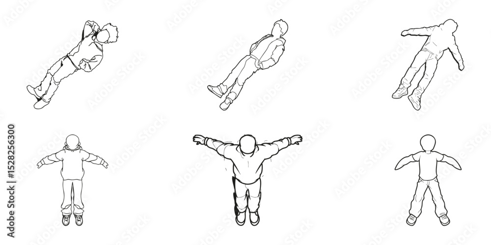 people-outlines-in-various-poses-from-black-lines-isolated-top-view-of