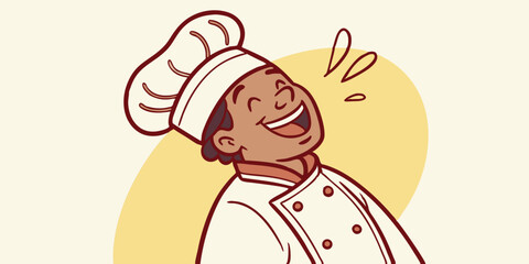 happy chef in a white uniform laughs joyfully this scalable graphic is perfect for restaurant brandi