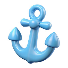 Poster - 3d cartoon blue anchor isolated on transparent background