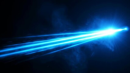 Poster - Abstract blue light trails moving rapidly horizontally across the screen. Futuristic energy or data flow animation. Dynamic speed and motion concept footage.