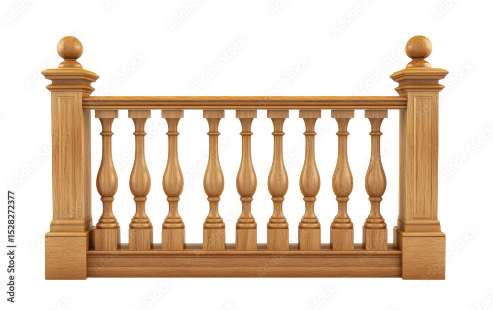 Wooden railing with a lot of detail and a sense of craftsmanship Stock ...