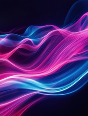 Poster - Abstract background of modern tech gradient waves in blue and pink hues, technology, modern, abstract, background, waves. Dynamic abstract light trails in neon pink and blue hues.