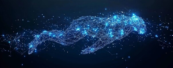 Poster - Futuristic wireframe illustration of Aquarius constellation with glowing points