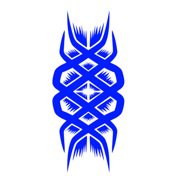 Abstract stylized vertical blue figure on black background design element