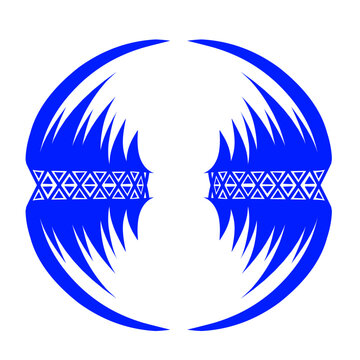 Symmetrical Geometric Blue Design on Black Backdrop Creates a Modern Aesthetic