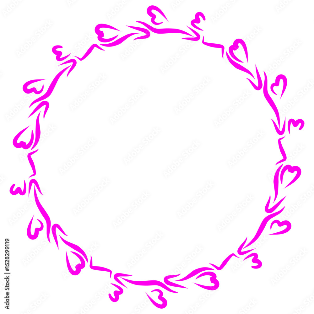 Abstract heart-shaped garland encircling a central void on a dark field