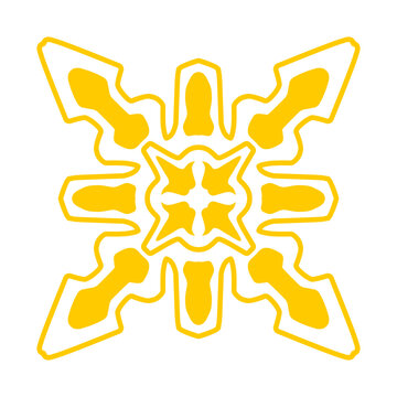 Abstract golden symmetrical pattern with arrow design for background or logo